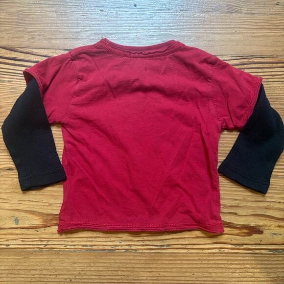 DC Comics Batman red black lined long sleeve baby shirt SIZE 24M - Picture 4 of 4